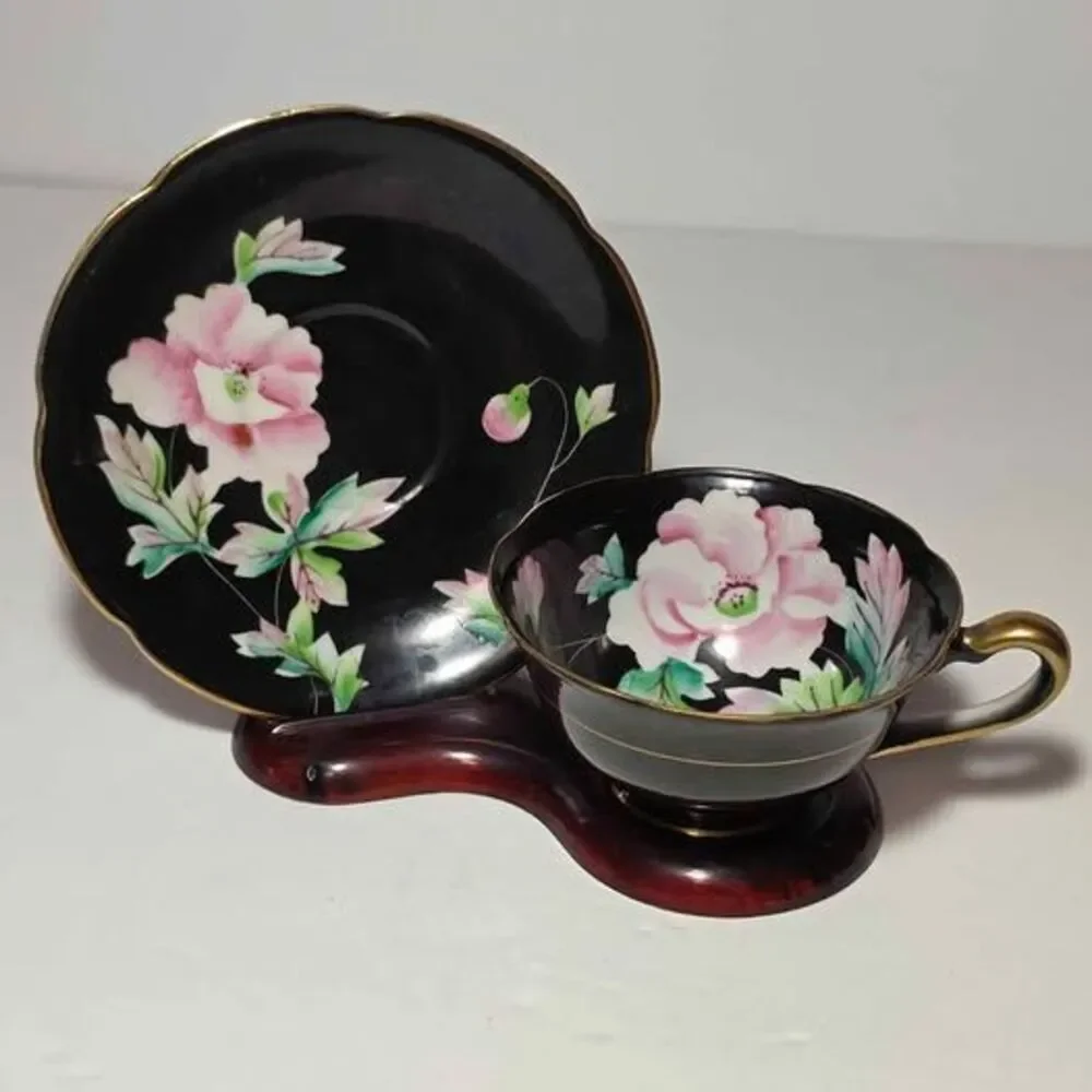 Pink Flowers Teacup and Saucer Vintage Japan Vintage